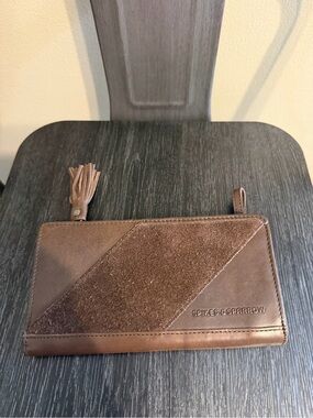 Spikes & Sparrow Brown Leather Suede RFID Wallet NWOT